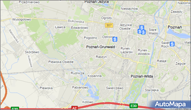 mapa Raszyn gmina Poznań, Raszyn gmina Poznań na mapie Targeo