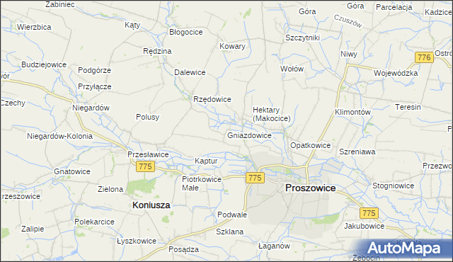 mapa Gniazdowice, Gniazdowice na mapie Targeo