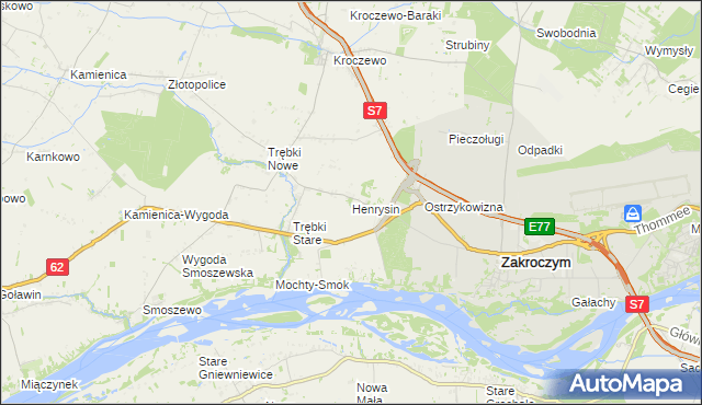 mapa Henrysin gmina Zakroczym, Henrysin gmina Zakroczym na mapie Targeo
