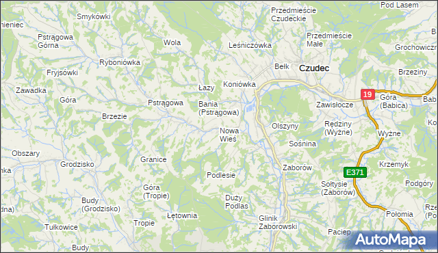 mapa Nowa Wieś gmina Czudec, Nowa Wieś gmina Czudec na mapie Targeo