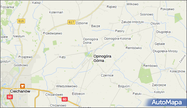 mapa Opinogóra Górna, Opinogóra Górna na mapie Targeo