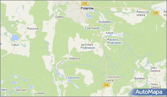 mapa Trzebaw gmina Polanów, Trzebaw gmina Polanów na mapie Targeo