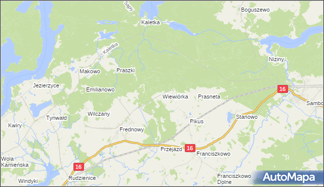 mapa Wiewiórka gmina Iława, Wiewiórka gmina Iława na mapie Targeo