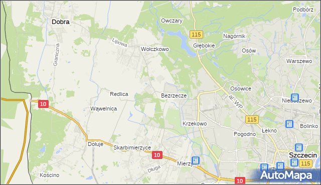 mapa Bezrzecze, Bezrzecze na mapie Targeo