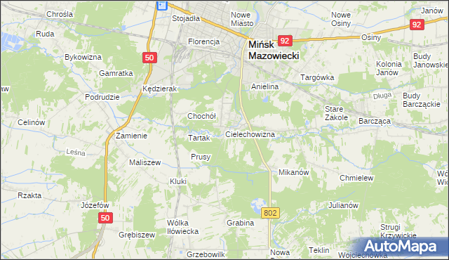 mapa Cielechowizna, Cielechowizna na mapie Targeo