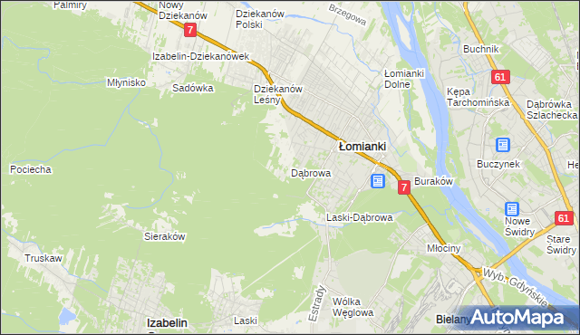 mapa Dąbrowa gmina Łomianki, Dąbrowa gmina Łomianki na mapie Targeo