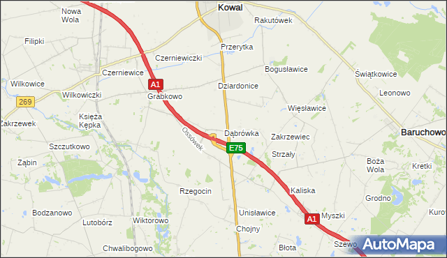 mapa Dąbrówka gmina Kowal, Dąbrówka gmina Kowal na mapie Targeo