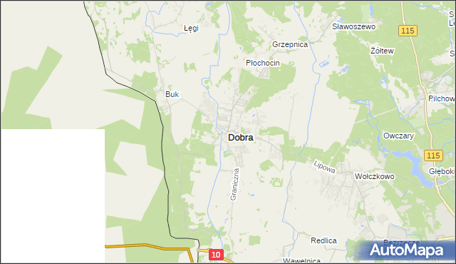 mapa Dobra gmina Dobra (Szczecińska), Dobra gmina Dobra (Szczecińska) na mapie Targeo