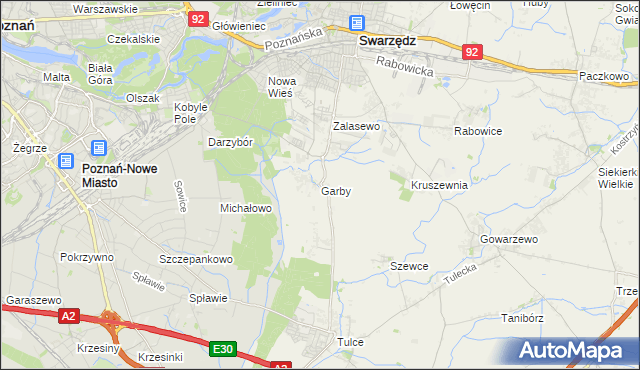 mapa Garby gmina Swarzędz, Garby gmina Swarzędz na mapie Targeo