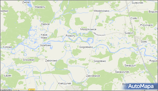 mapa Gogolewko gmina Książ Wielkopolski, Gogolewko gmina Książ Wielkopolski na mapie Targeo