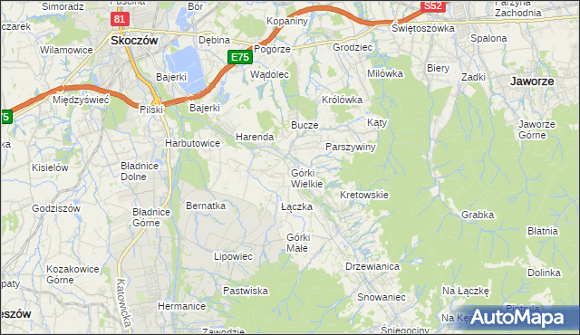 mapa Górki Wielkie, Górki Wielkie na mapie Targeo