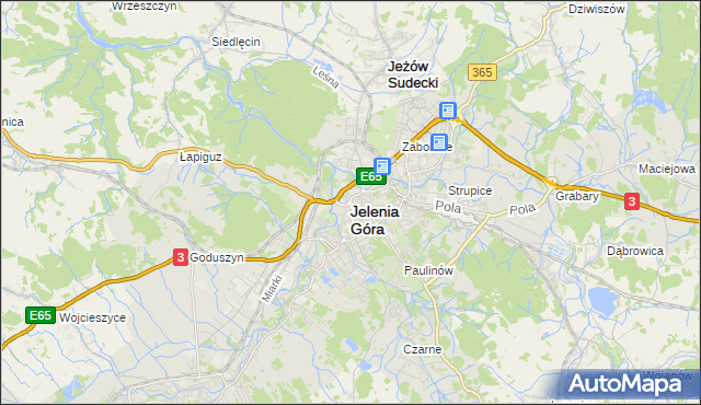 mapa Jelenia Góra, Jelenia Góra na mapie Targeo