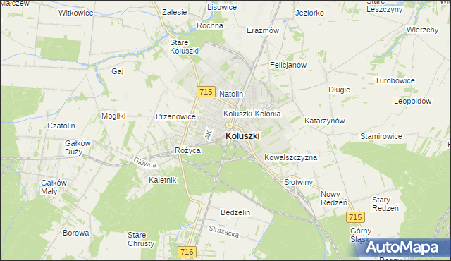 mapa Koluszki, Koluszki na mapie Targeo