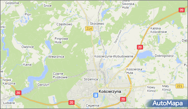 mapa Kościerzyna-Wybudowanie, Kościerzyna-Wybudowanie na mapie Targeo