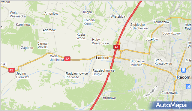 mapa Ładzice, Ładzice na mapie Targeo