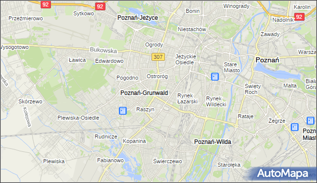 mapa Łazarz gmina Poznań, Łazarz gmina Poznań na mapie Targeo