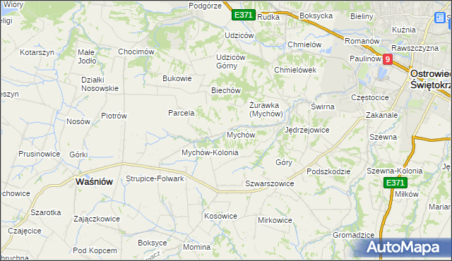 mapa Mychów, Mychów na mapie Targeo