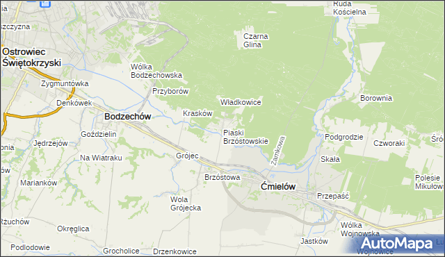 mapa Piaski Brzóstowskie, Piaski Brzóstowskie na mapie Targeo