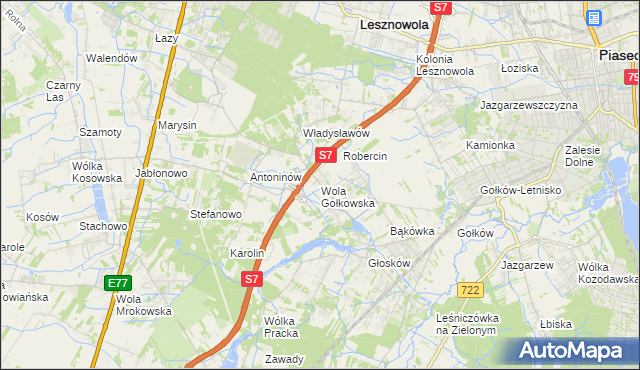 mapa Wola Gołkowska, Wola Gołkowska na mapie Targeo