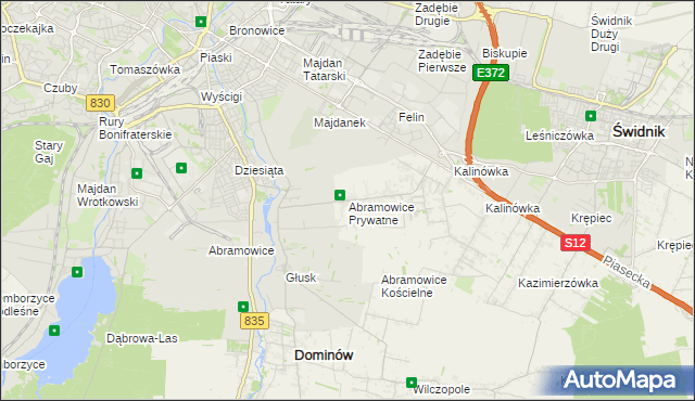 mapa Abramowice Prywatne, Abramowice Prywatne na mapie Targeo