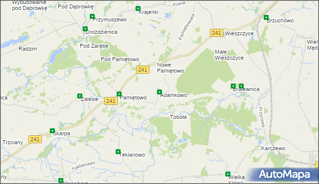 mapa Adamkowo, Adamkowo na mapie Targeo