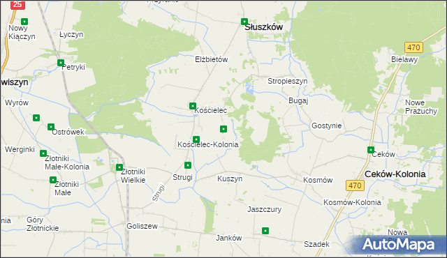 mapa Aleksandrów gmina Mycielin, Aleksandrów gmina Mycielin na mapie Targeo