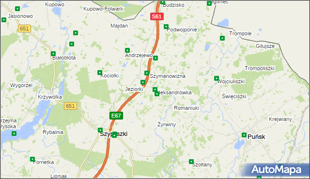 mapa Aleksandrówka gmina Szypliszki, Aleksandrówka gmina Szypliszki na mapie Targeo