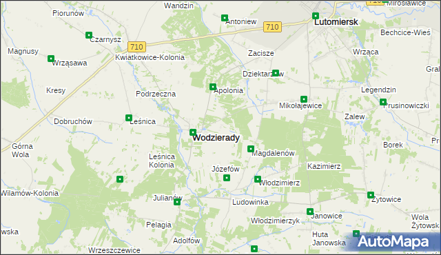 mapa Alfonsów gmina Wodzierady, Alfonsów gmina Wodzierady na mapie Targeo