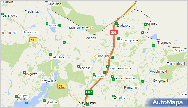 mapa Andrzejewo gmina Szypliszki, Andrzejewo gmina Szypliszki na mapie Targeo