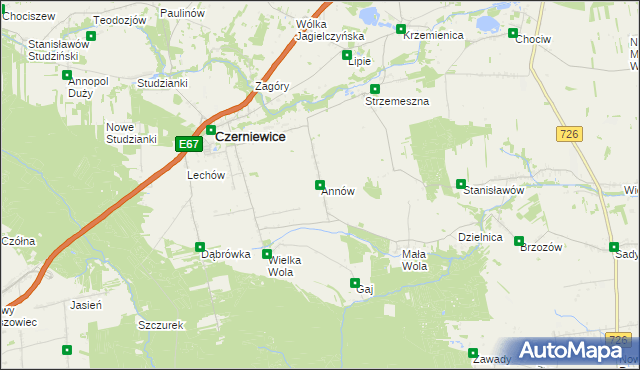 mapa Annów gmina Czerniewice, Annów gmina Czerniewice na mapie Targeo