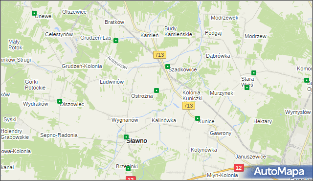 mapa Antoniówka gmina Sławno, Antoniówka gmina Sławno na mapie Targeo