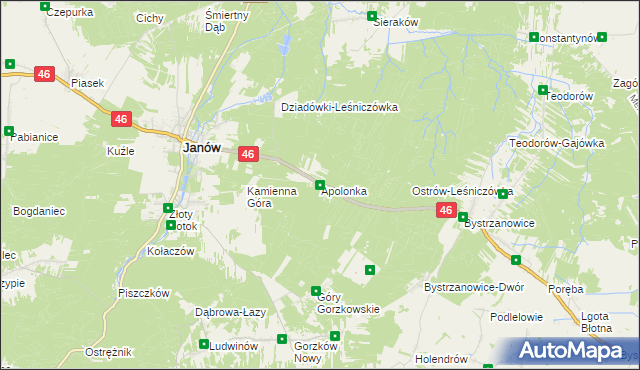 mapa Apolonka gmina Janów, Apolonka gmina Janów na mapie Targeo