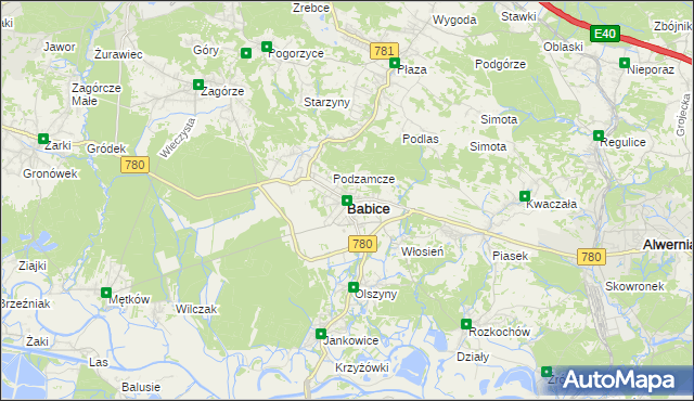 mapa Babice powiat chrzanowski, Babice powiat chrzanowski na mapie Targeo