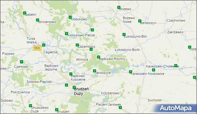 mapa Bądkowo-Rochny, Bądkowo-Rochny na mapie Targeo