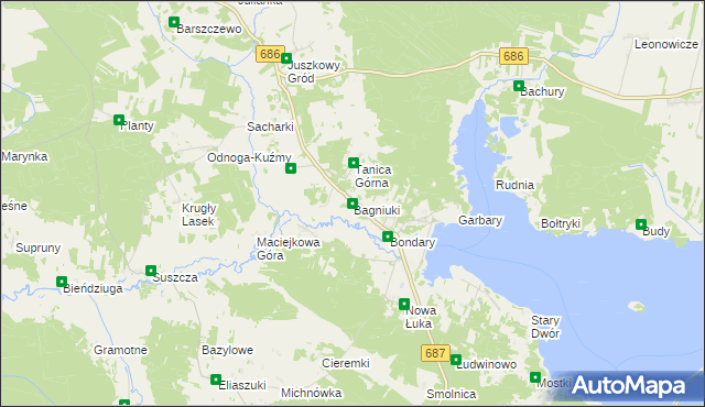 mapa Bagniuki, Bagniuki na mapie Targeo