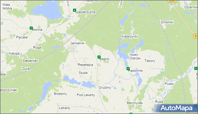 mapa Bagno gmina Nowe Miasto Lubawskie, Bagno gmina Nowe Miasto Lubawskie na mapie Targeo