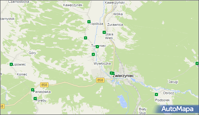 mapa Bagno gmina Zwierzyniec, Bagno gmina Zwierzyniec na mapie Targeo