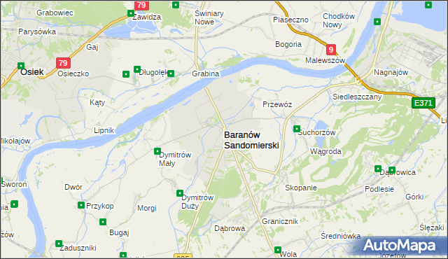 mapa Baranów Sandomierski, Baranów Sandomierski na mapie Targeo