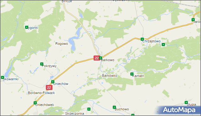 mapa Barkowo gmina Człuchów, Barkowo gmina Człuchów na mapie Targeo