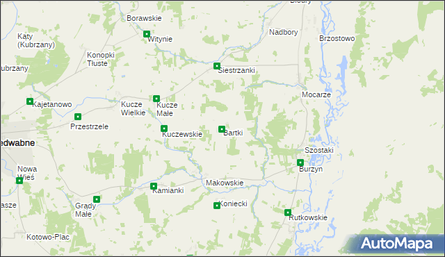 mapa Bartki gmina Jedwabne, Bartki gmina Jedwabne na mapie Targeo