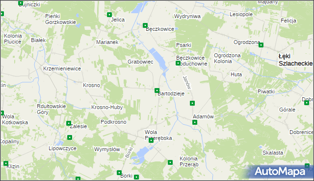 mapa Bartodzieje gmina Masłowice, Bartodzieje gmina Masłowice na mapie Targeo