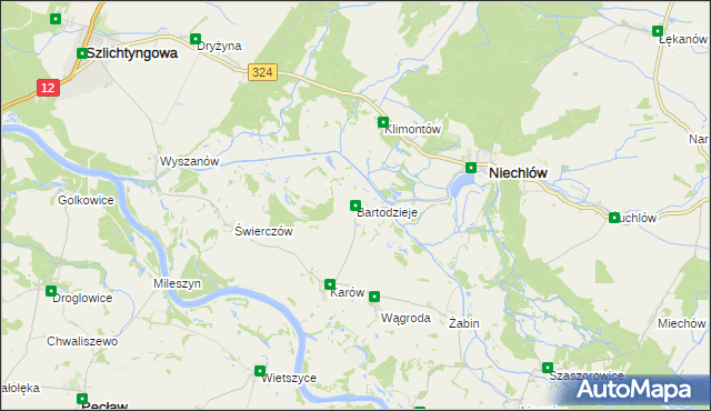 mapa Bartodzieje gmina Niechlów, Bartodzieje gmina Niechlów na mapie Targeo