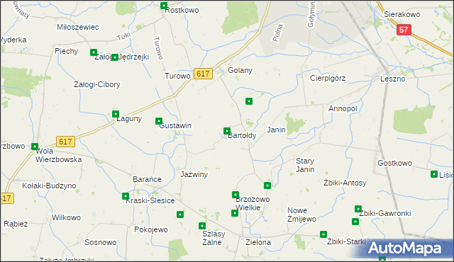 mapa Bartołdy, Bartołdy na mapie Targeo