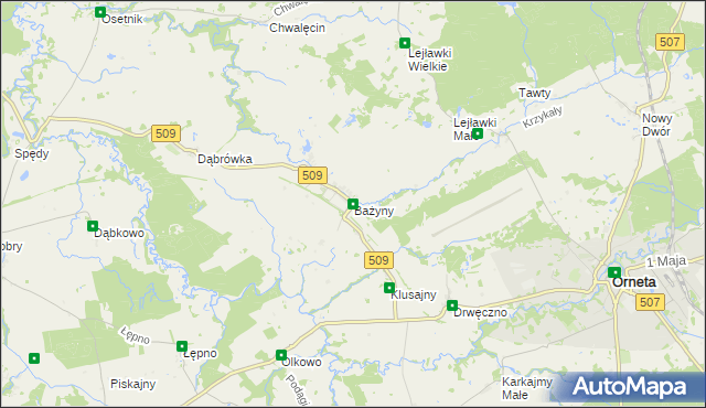 mapa Bażyny, Bażyny na mapie Targeo