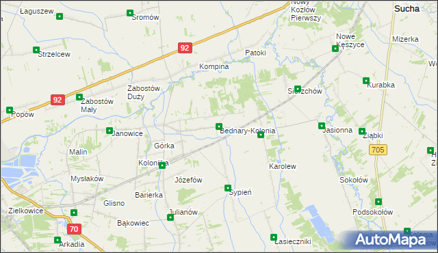 mapa Bednary-Kolonia, Bednary-Kolonia na mapie Targeo