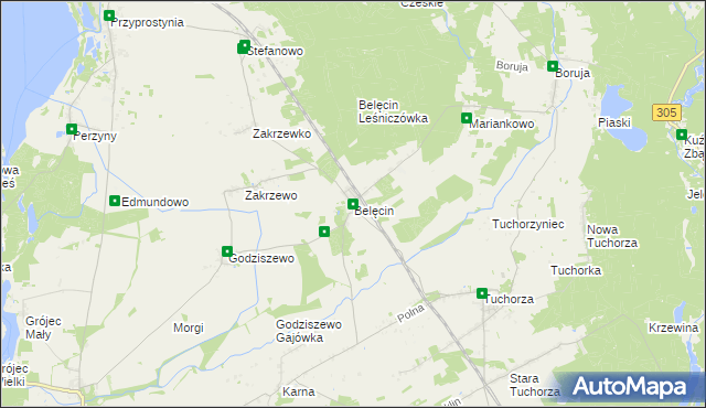 mapa Belęcin, Belęcin na mapie Targeo