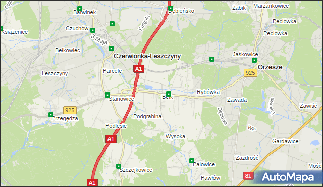 mapa Bełk gmina Czerwionka-Leszczyny, Bełk gmina Czerwionka-Leszczyny na mapie Targeo