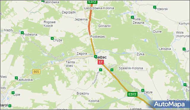 mapa Bełżec, Bełżec na mapie Targeo