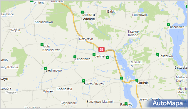 mapa Berlinek gmina Jeziora Wielkie, Berlinek gmina Jeziora Wielkie na mapie Targeo