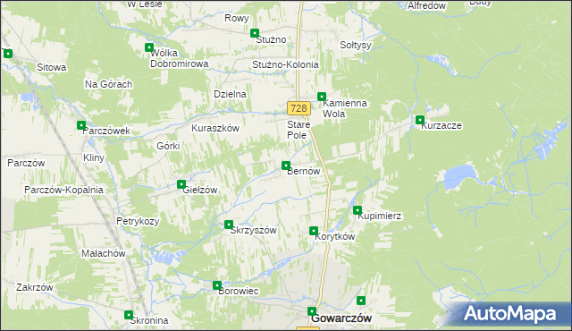 mapa Bernów, Bernów na mapie Targeo